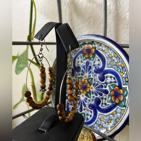 Golden Tiger Eye Earrings Genuine Stones - Picture 3 of 7